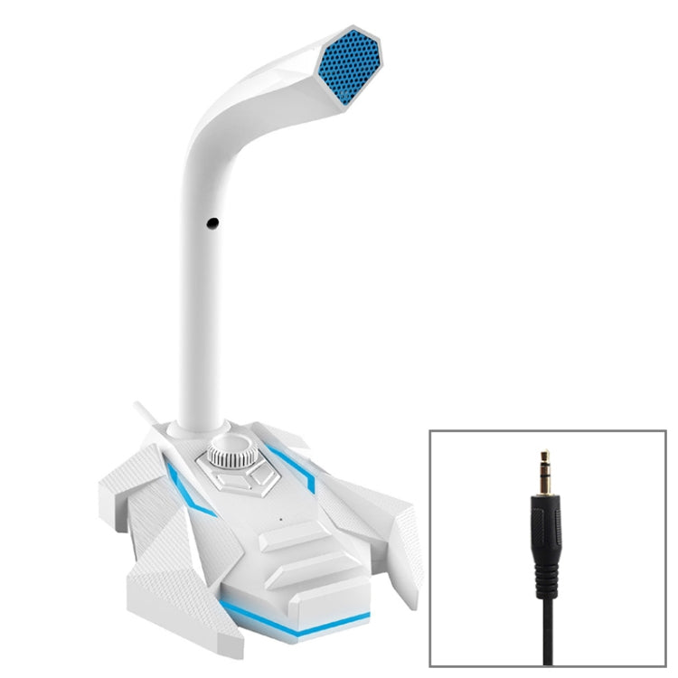GK Desktop 3.5mm Wired Dual Mic Condenser Microphone, Compatible with PC / Mac for Live Broadcast, Show, KTV, etc.(White)
