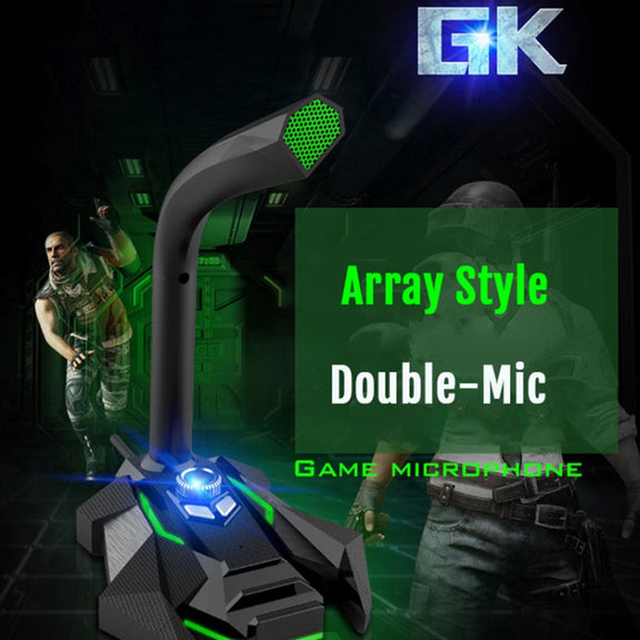 GK Desktop 3.5mm Wired Dual Mic Condenser Microphone, Compatible with PC / Mac for Live Broadcast, Show, KTV, etc.(White)