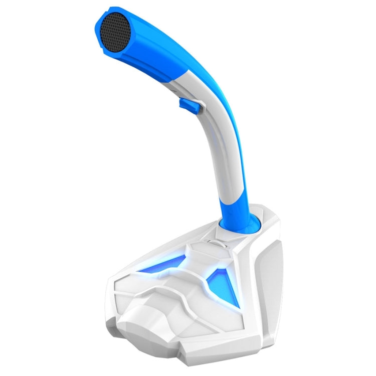 K1 Desktop Omnidirectional USB Wired Mic Condenser Microphone with Phone Holder, Compatible with PC / Mac for Live Broadcast, Show, KTV, etc(White + Blue)