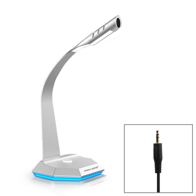 K3 Desktop Metal Base Omnidirectional 3.5mm Plug Wired Mic Condenser Microphone, Compatible with PC / Mac for Live Broadcast, Show, KTV, etc(Silver)