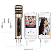 BGN-C7 Condenser Microphone Dual Mobile Phone Karaoke Live Singing Microphone Built-in Sound Card(Gold)