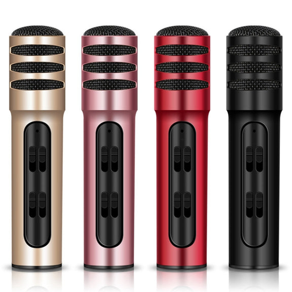 BGN-C7 Condenser Microphone Dual Mobile Phone Karaoke Live Singing Microphone Built-in Sound Card(Gold)