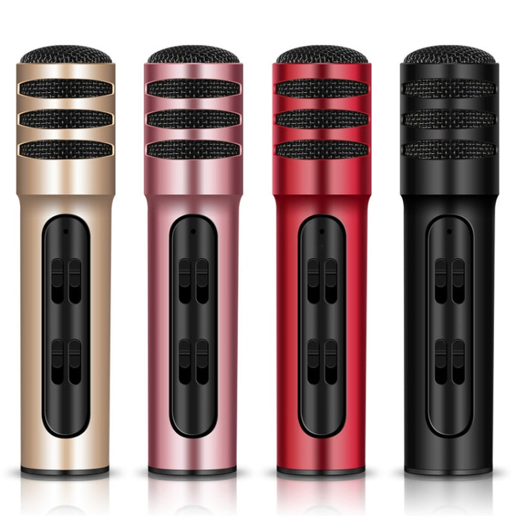 BGN-C7 Condenser Microphone Dual Mobile Phone Karaoke Live Singing Microphone Built-in Sound Card(Gold)