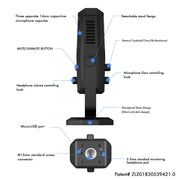 Yanmai SF-900 Multi-function Four Directivity Studio Recording Condenser Microphone with Desktop Stand(Black)