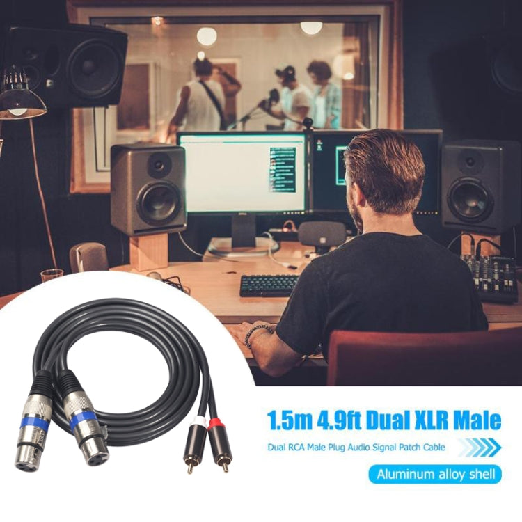 366156-15 2 RCA Male to 2 XLR 3 Pin Female Audio Cable, Length: 1.5m