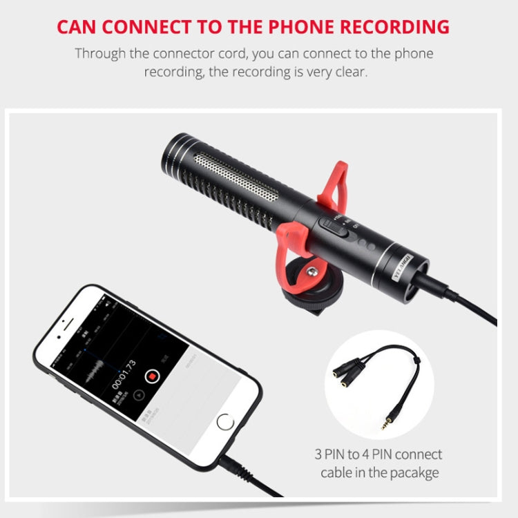 YELANGU YLG9930B MIC05 Professional Interview Condenser Video Shotgun Microphone with 3.5mm Audio Cable for DSLR & DV Camcorder(Black)