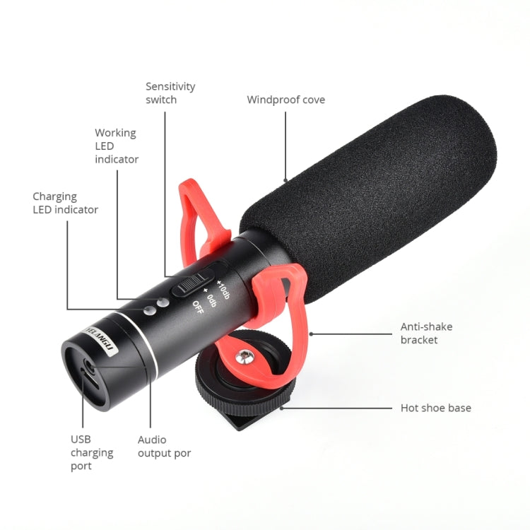 YELANGU YLG9930B MIC05 Professional Interview Condenser Video Shotgun Microphone with 3.5mm Audio Cable for DSLR & DV Camcorder(Black)