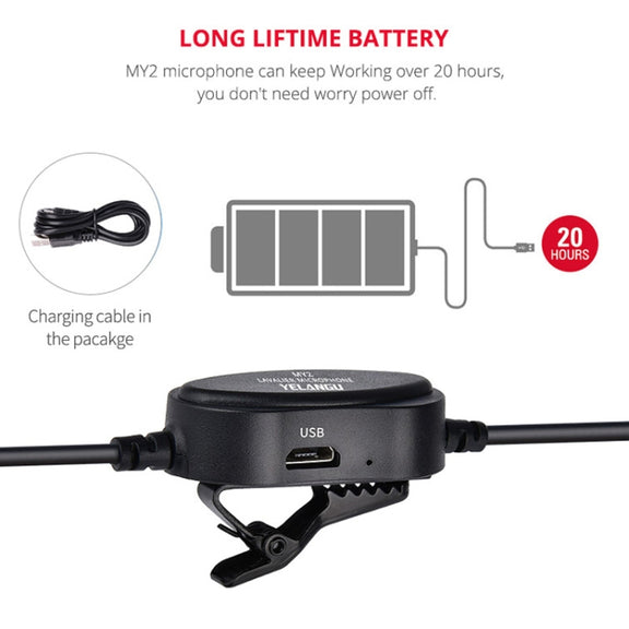 YELANGU YLG9926B MY2 Mini Lavalier Microphone for Mobile Phones / Tablets /  Digital Cameras (Black)