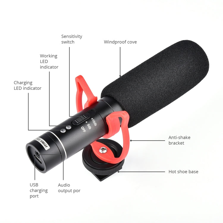 YELANGU MIC015 Professional Interview Condenser Video Shotgun Microphone with 3.5mm Audio Cable for DSLR & DV Camcorder (Black)