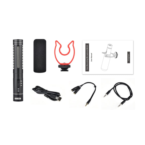 YELANGU MIC015 Professional Interview Condenser Video Shotgun Microphone with 3.5mm Audio Cable for DSLR & DV Camcorder (Black)