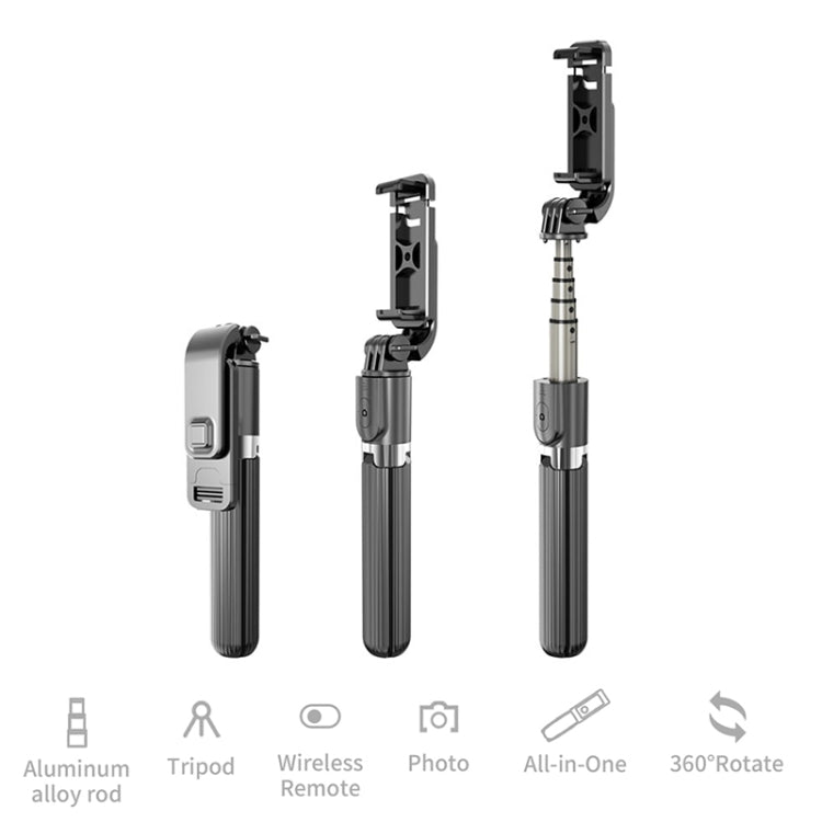L03 Aluminum Alloy Foldable Bluetooth Tripod Selfie Stick (Black)