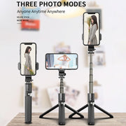 L03 Aluminum Alloy Foldable Bluetooth Tripod Selfie Stick (Black)