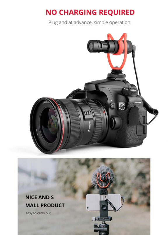 YELANGU MIC10 YLG9920A Professional Interview Condenser Video Shotgun Microphone with 3.5mm Audio Cable for DSLR & DV Camcorder (Black)