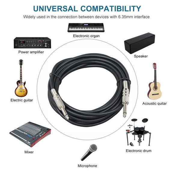 10m  1/4 inch (6.35mm) Male to Male Shielded Jack Mono Plugs Audio Patch Cable