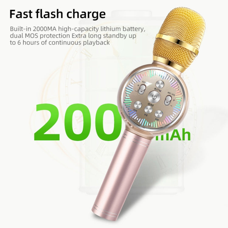 K2 Bluetooth 5.0 Karaoke Live Colorful Lights Wireless Bluetooth Microphone (Grey)