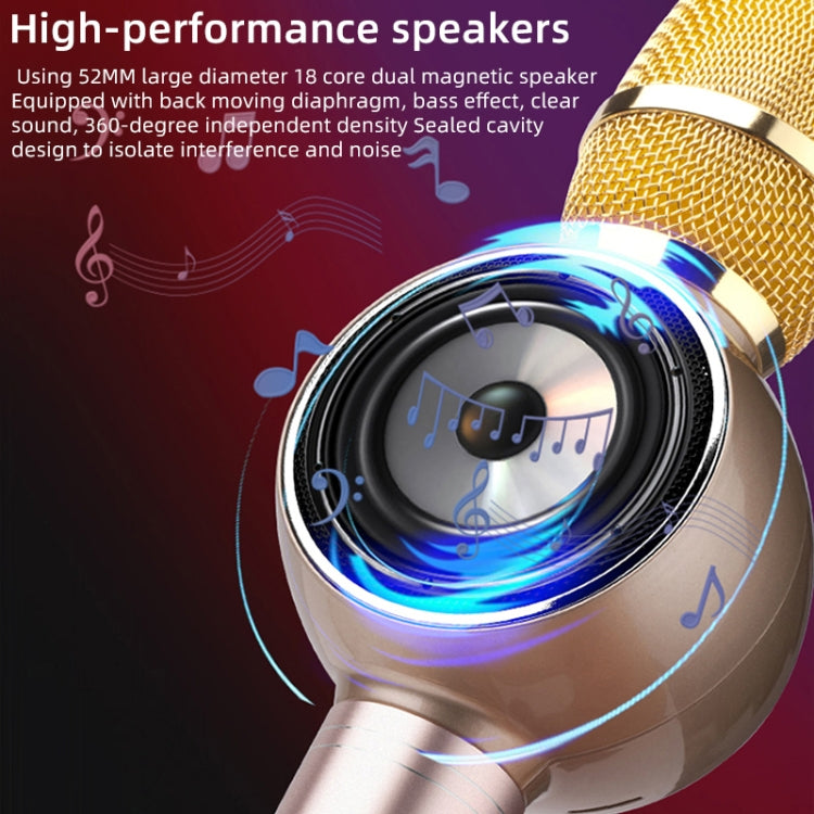 K2 Bluetooth 5.0 Karaoke Live Colorful Lights Wireless Bluetooth Microphone (Gold)