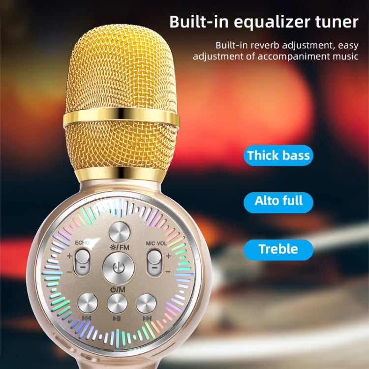 K2 Bluetooth 5.0 Karaoke Live Colorful Lights Wireless Bluetooth Microphone (Rose Gold)