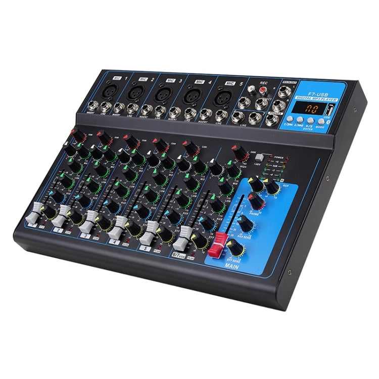 F7 Home 7-channel Bluetooth USB Reverb Mixer, EU Plug(Black)
