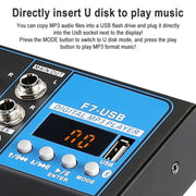 F7 Home 7-channel Bluetooth USB Reverb Mixer, EU Plug(Black)