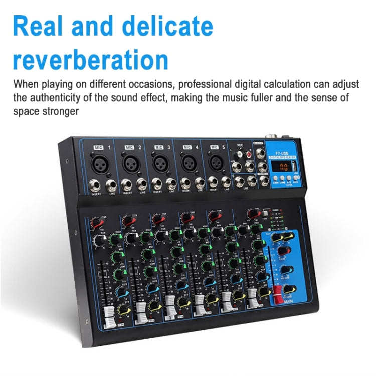F7 Home 7-channel Bluetooth USB Reverb Mixer, EU Plug(Black)