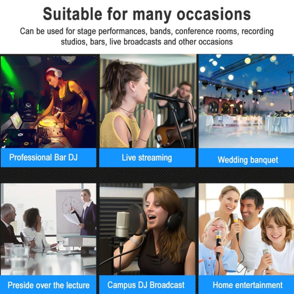TEYUN NA4 4-channel Small Mixing Console Mobile Phone Sound Card Live Broadcast Computer Recording Console Processor, US Plug(Black)