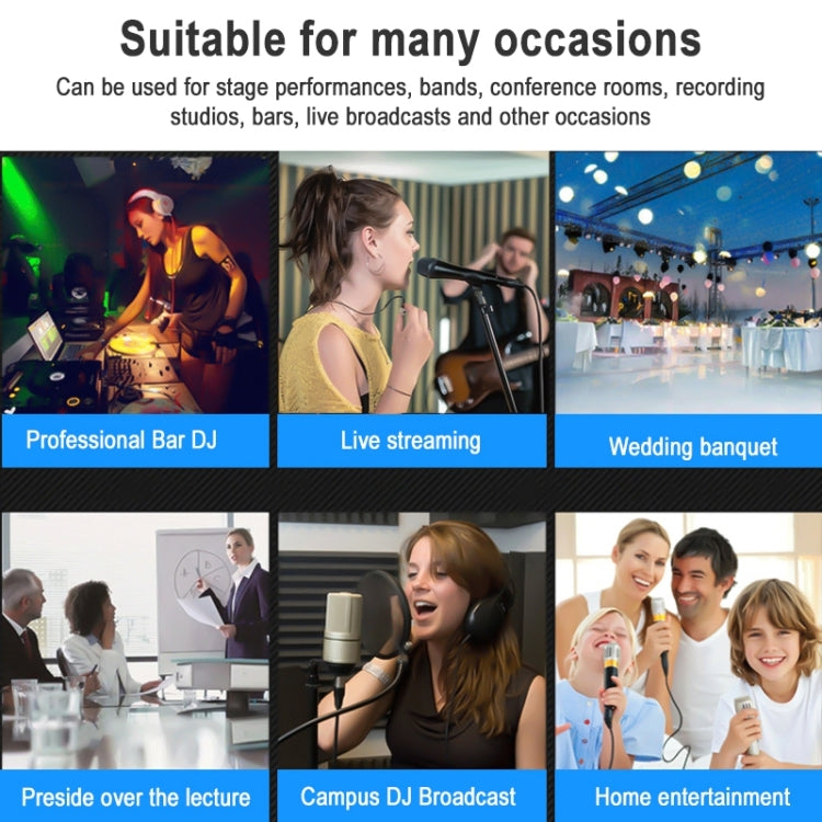 TEYUN NA4 4-channel Small Mixing Console Mobile Phone Sound Card Live Broadcast Computer Recording Console Processor, US Plug(Black)