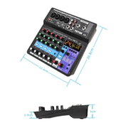 TEYUN NA6 6-channel Small Mixing Console Mobile Phone Sound Card Live Broadcast Computer Recording Console Processor, EU Plug(Black)