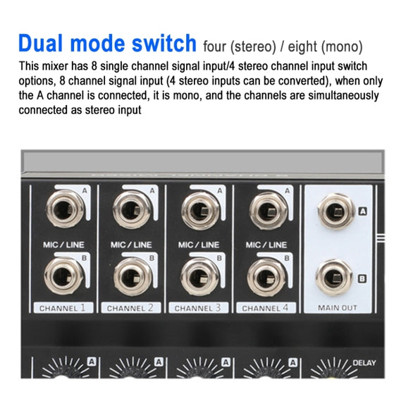 AQA 8-channel Mixer Microphone Effector (Black)