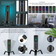 Yanmai Q18 USB Professional Computer Microphone Anchor Recording Karaoke Condenser Microphone (Black)