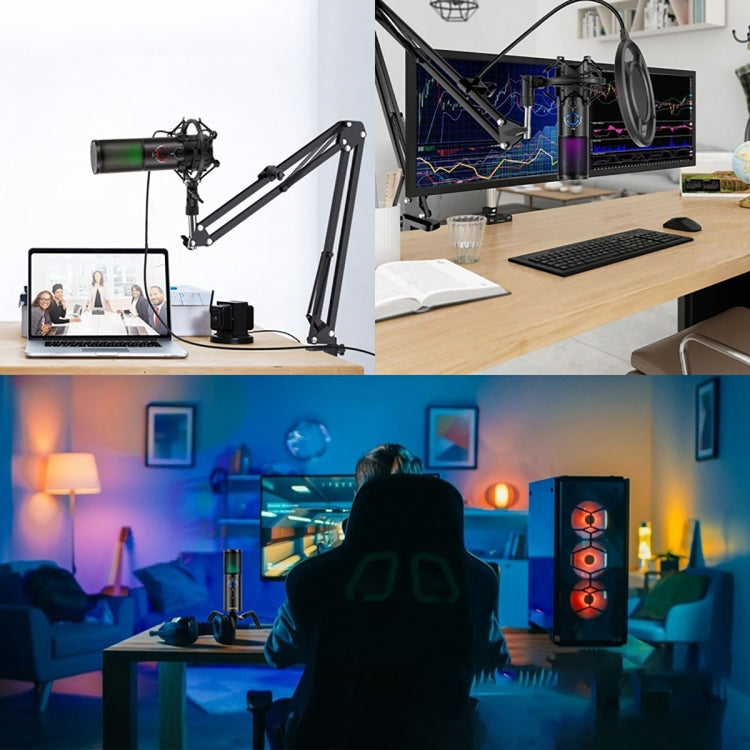Yanmai Q18 USB Professional Computer Microphone Anchor Recording Karaoke Condenser Microphone (Black)