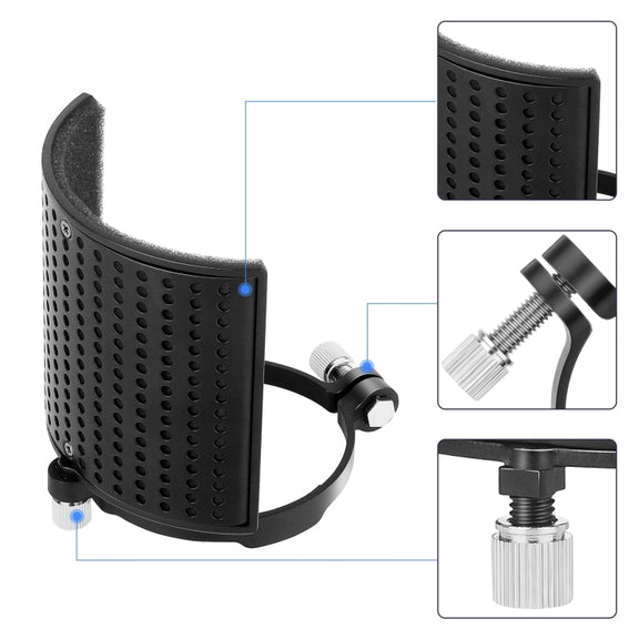 TEYUN PS-4x3 Condenser Microphone U-shaped Blowout Cover Desktop Bracket Audio Accessory Clip(Black)