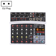 BMG-06D 6-channel Live Mixer Mobile Phone Bluetooth Sound Card Digital 16DSP Reverb Effect, EU Plug(White)