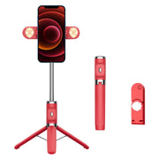 M01S Bluetooth Remote Control Dual Fill Light Tripod Selfie Stick (Red)