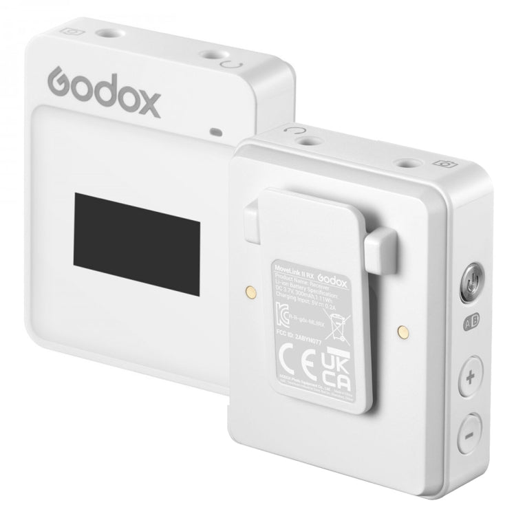 Godox MoveLink II M1 Wireless Lavalier Microphone System with Transmitters and Receiver for DSLR Cameras and Camcorders (White)