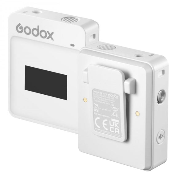 Godox MoveLink II M1 Wireless Lavalier Microphone System with Transmitters and Receiver for DSLR Cameras and Camcorders (White)