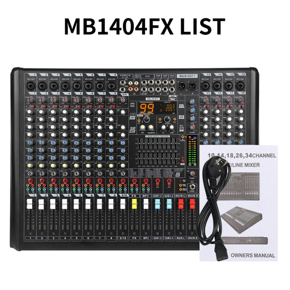 XTUGA B1404FX 14 Channels Bluetooth Audio Mixer Digital DJ Controller Sound Mixing Console (AU Plug)