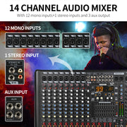XTUGA B1404FX 14 Channels Bluetooth Audio Mixer Digital DJ Controller Sound Mixing Console (AU Plug)