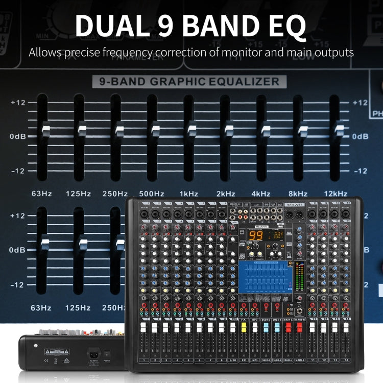 XTUGA B1404FX 14 Channels Bluetooth Audio Mixer Digital DJ Controller Sound Mixing Console (AU Plug)