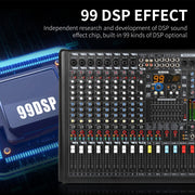 XTUGA B1404FX 14 Channels Bluetooth Audio Mixer Digital DJ Controller Sound Mixing Console (AU Plug)
