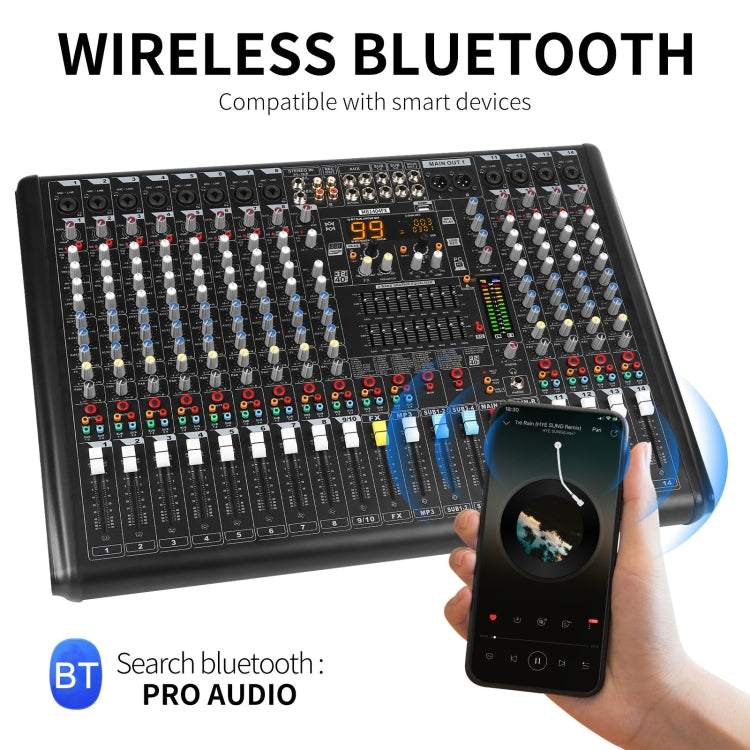 XTUGA B1404FX 14 Channels Bluetooth Audio Mixer Digital DJ Controller Sound Mixing Console (AU Plug)