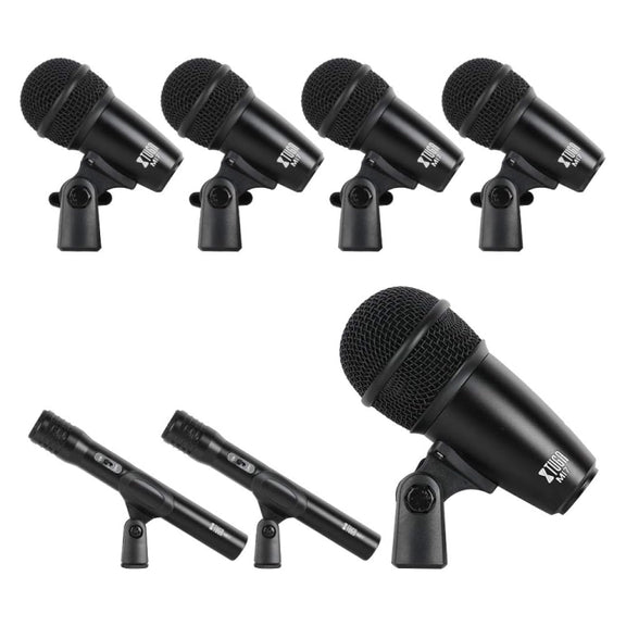 XTUGA MI7-A 7-Piece Wired Dynamic Drum Mic Kit Kick Bass Tom/Snare Cymbals Microphone Set