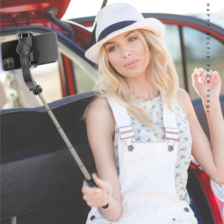 L08 Adjustable Gimbal Stabilize Bluetooth Self-timer Pole Tripod Selfie Stick (Black)