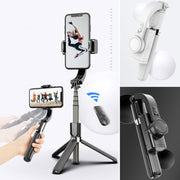 L08 Adjustable Gimbal Stabilize Bluetooth Self-timer Pole Tripod Selfie Stick (Black)