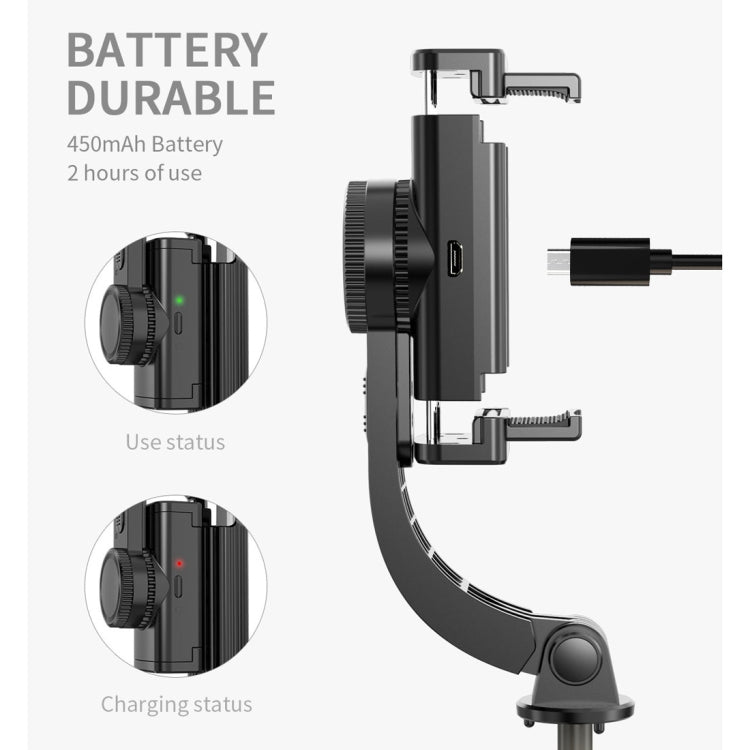 L08 Adjustable Gimbal Stabilize Bluetooth Self-timer Pole Tripod Selfie Stick (Black)