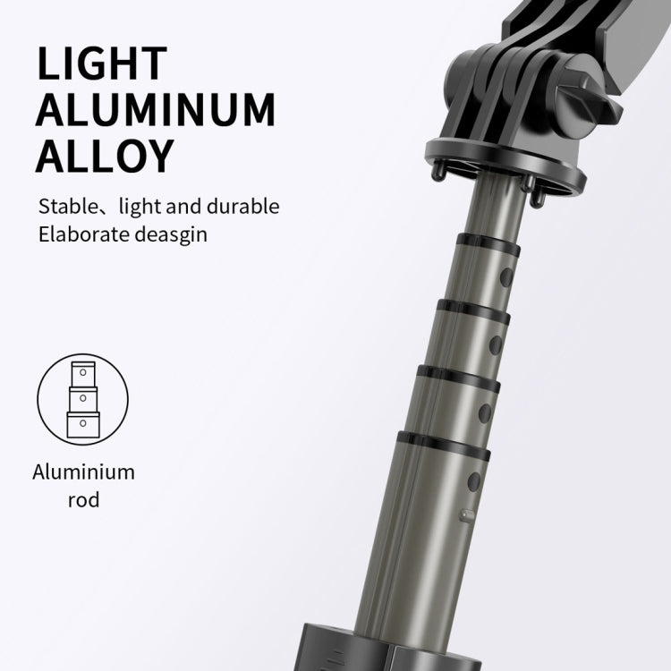 L08 Adjustable Gimbal Stabilize Bluetooth Self-timer Pole Tripod Selfie Stick (Black)