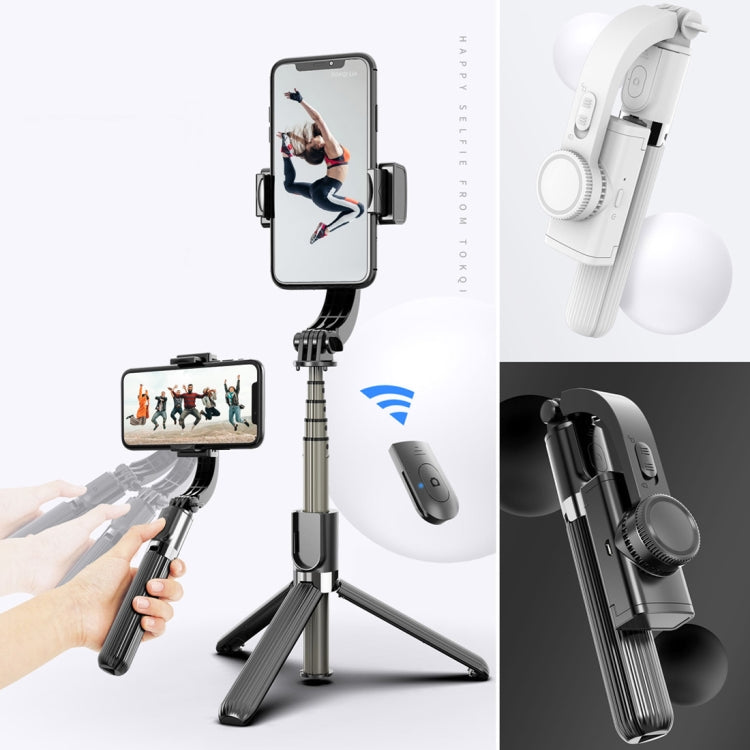 L08 Adjustable Gimbal Stabilize Bluetooth Self-timer Pole Tripod Selfie Stick(White)