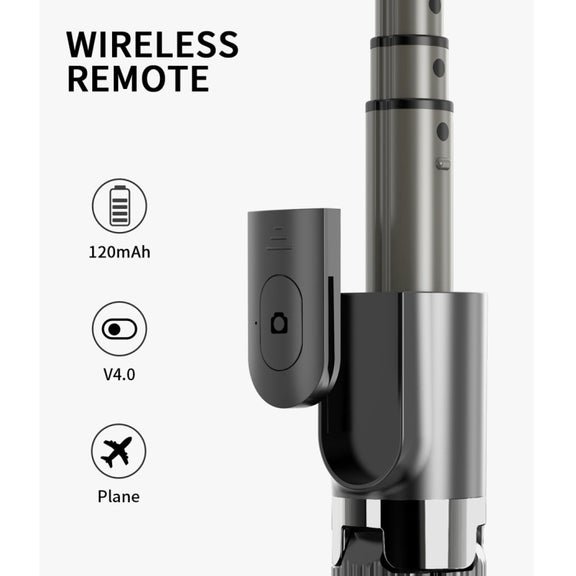 L08 Adjustable Gimbal Stabilize Bluetooth Self-timer Pole Tripod Selfie Stick(White)
