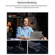 FEELWORLD PM1-XS XLR/USB Dynamic Microphone for Podcasting Recording Gaming Live Streaming (Black)