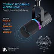 FEELWORLD PM1 XLR/USB Dynamic Microphone for Podcasting Recording Gaming Live Streaming (Black)