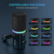 FEELWORLD PM1 XLR/USB Dynamic Microphone for Podcasting Recording Gaming Live Streaming (Black)